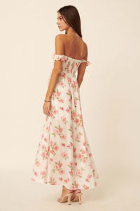 Roses in Bloom Off-Shoulder Floral Maxi Dress - ShopPromesa