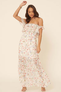 My Always Ruffled Off-Shoulder Floral Maxi Dress - ShopPromesa