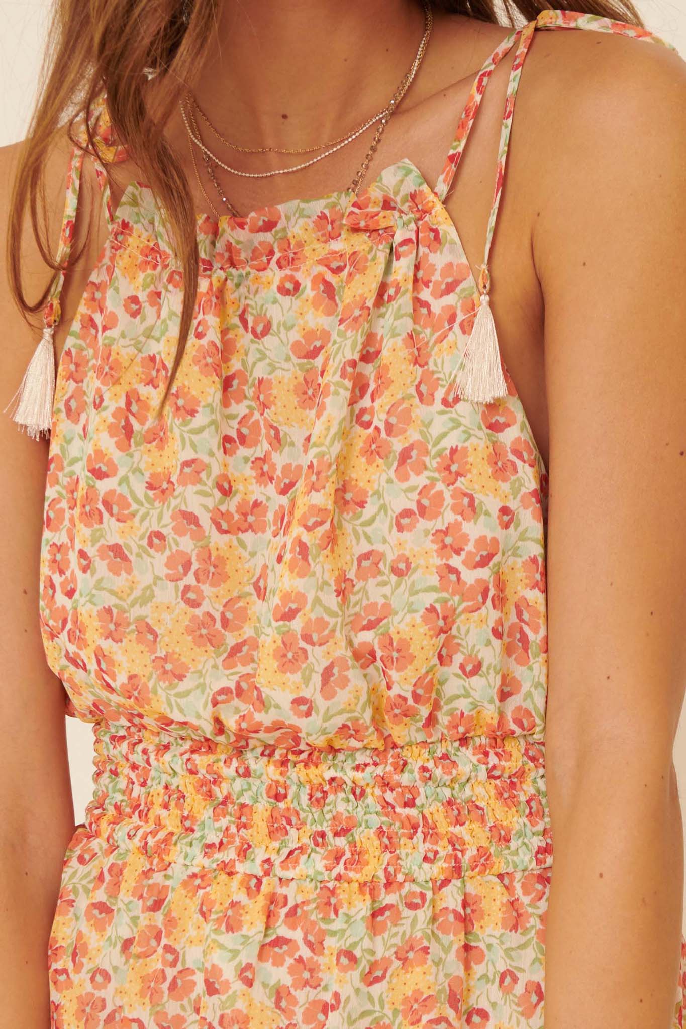 Botanical Beauty Ruffled Floral Mini Sundress - ShopPromesa