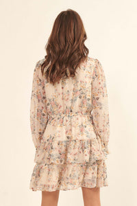 In the Garden Tiered Floral Chiffon Mini Dress - ShopPromesa