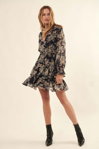 In the Garden Tiered Floral Chiffon Mini Dress - ShopPromesa