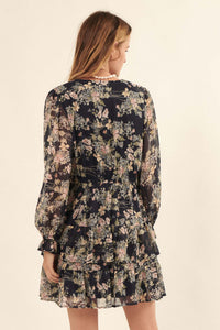 In the Garden Tiered Floral Chiffon Mini Dress - ShopPromesa