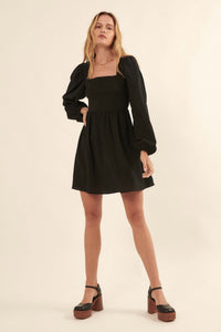 Anything for Love Crepe Peasant Mini Dress - ShopPromesa