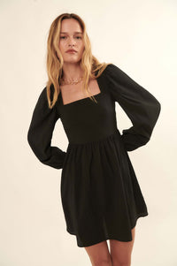 Anything for Love Crepe Peasant Mini Dress - ShopPromesa