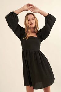 Anything for Love Crepe Peasant Mini Dress - ShopPromesa