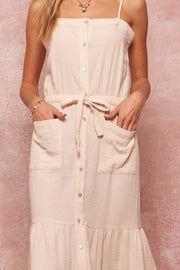 Far Sky Button-Front Tiered Cotton Maxi Dress - ShopPromesa