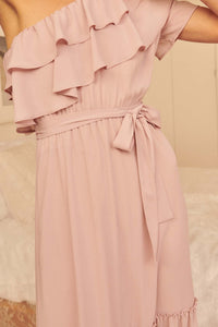 At First Sight Ruffled One-Shoulder Maxi Dress - ShopPromesa