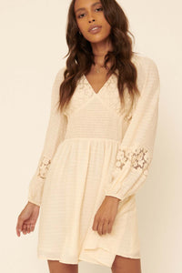 Dreamy Day Tonal Stripe and Lace Peasant Dress - ShopPromesa