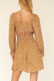 Golden Girl Floral-Print Mini Peasant Dress - ShopPromesa