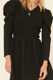 Leading Lady Smocked Puff-Sleeve Mini Dress - ShopPromesa