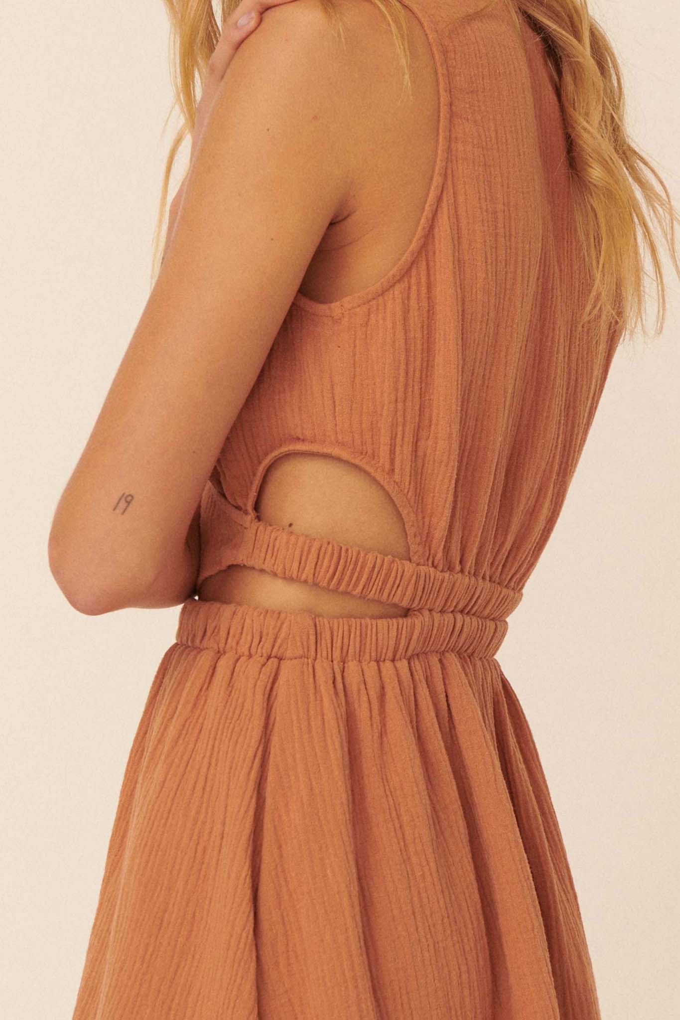 Easy Days Crinkle Cotton Cutout Mini Dress - ShopPromesa