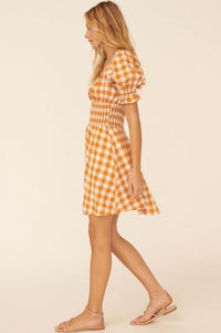 Sweet Sashay Plaid Puff-Sleeve Mini Dress - ShopPromesa