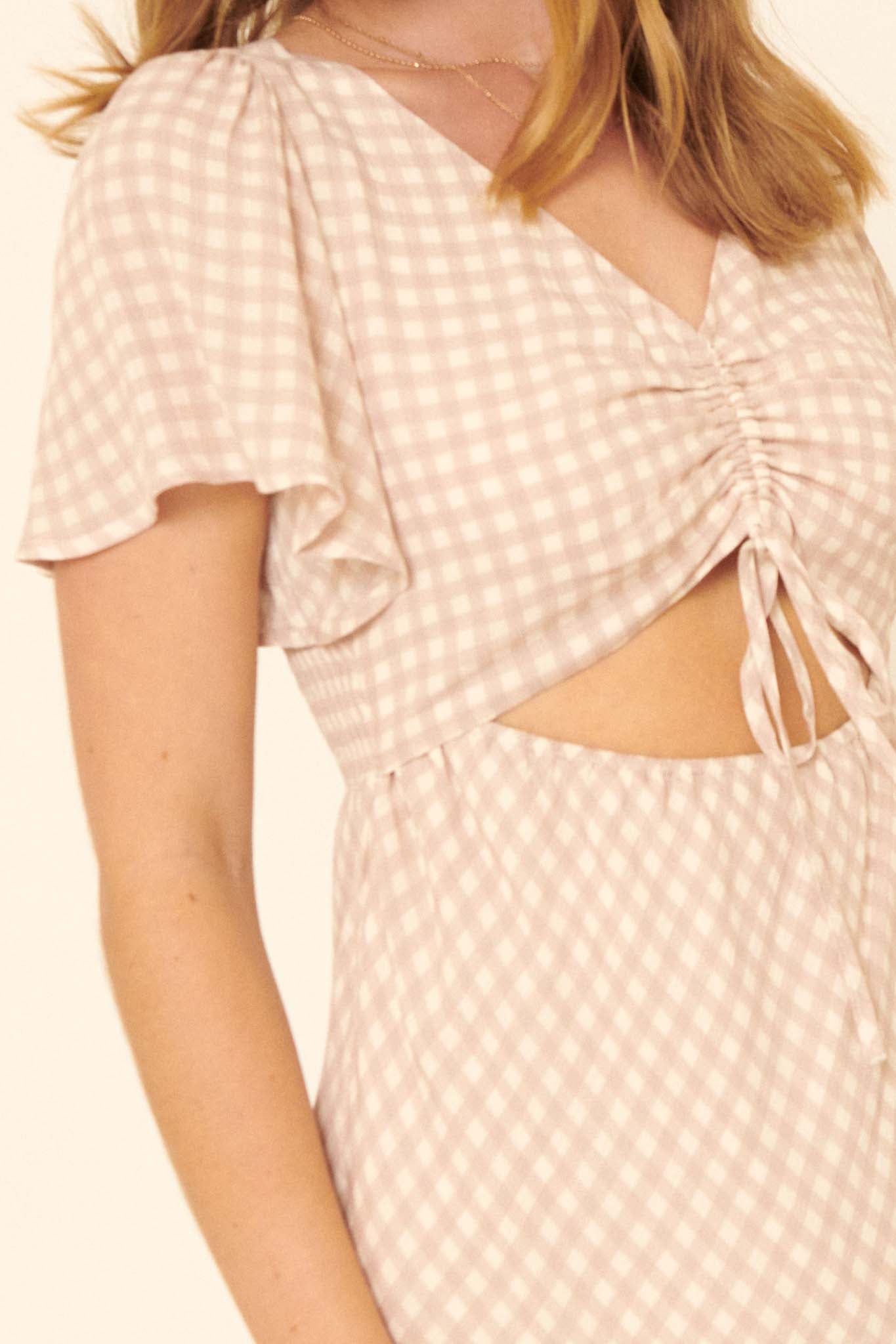 Everyday Bliss Gingham Cutout Mini Dress - ShopPromesa