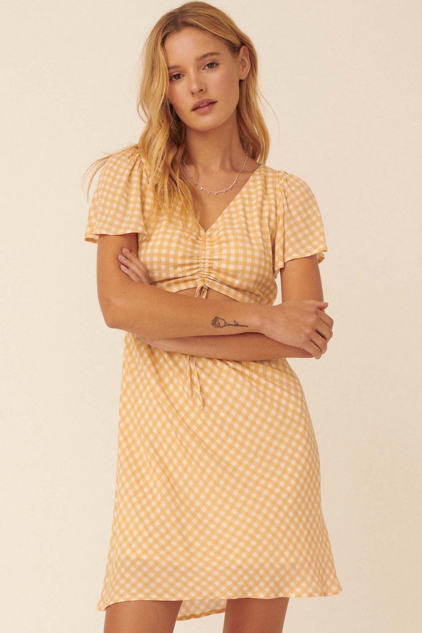 Everyday Bliss Gingham Cutout Mini Dress - ShopPromesa