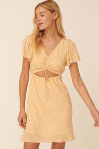 Everyday Bliss Gingham Cutout Mini Dress - ShopPromesa