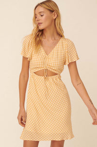 Everyday Bliss Gingham Cutout Mini Dress - ShopPromesa