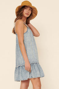 Denim Dolly Acid-Wash Drop Waist Mini Dress - ShopPromesa