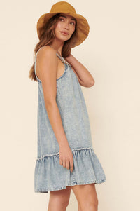 Denim Dolly Acid-Wash Drop Waist Mini Dress - ShopPromesa