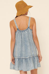 Denim Dolly Acid-Wash Drop Waist Mini Dress - ShopPromesa