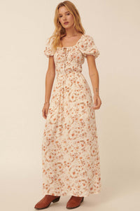 Seeds of Joy Floral Maxi Peasant Dress - ShopPromesa