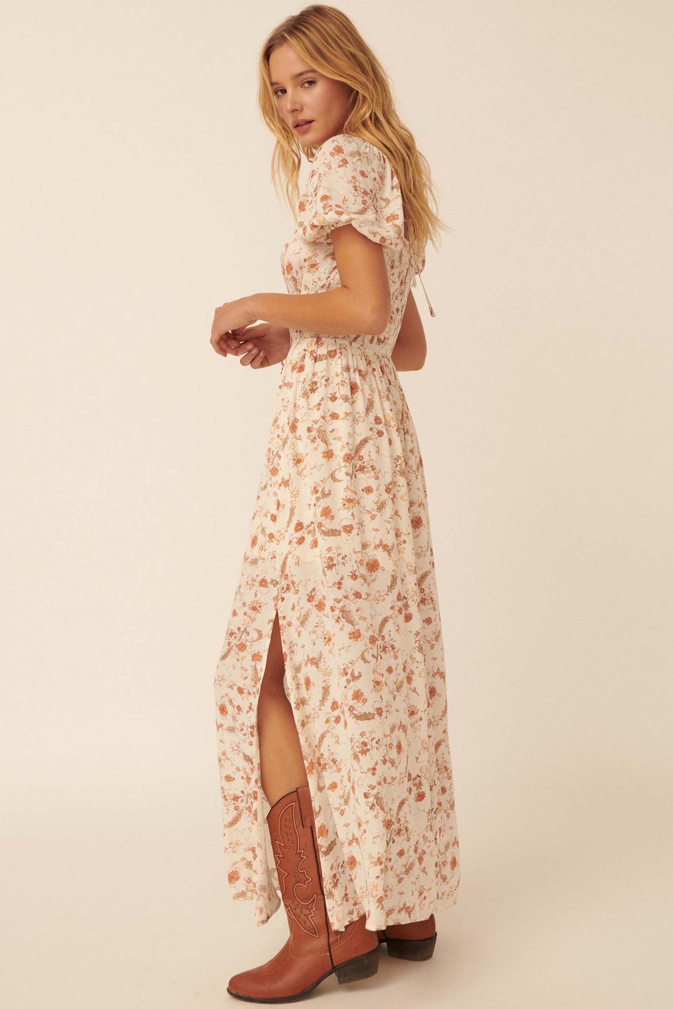 Seeds of Joy Floral Maxi Peasant Dress - ShopPromesa