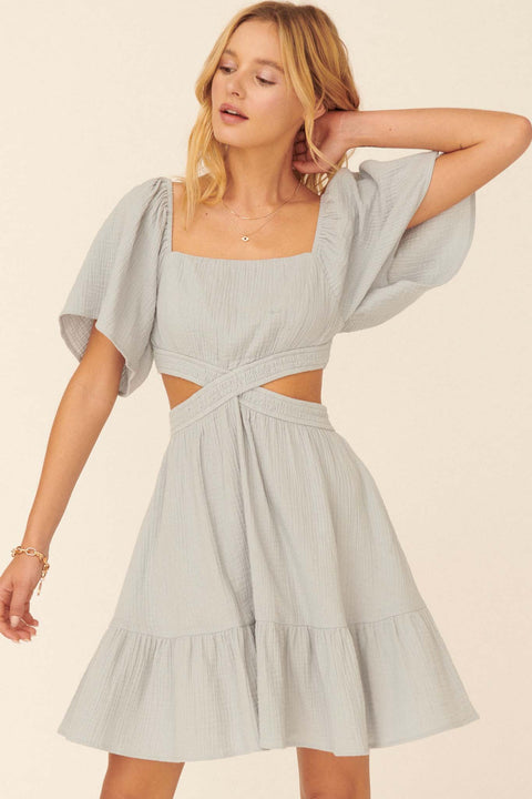 Dolled Up Cutout Bell-Sleeve Mini Dress - ShopPromesa