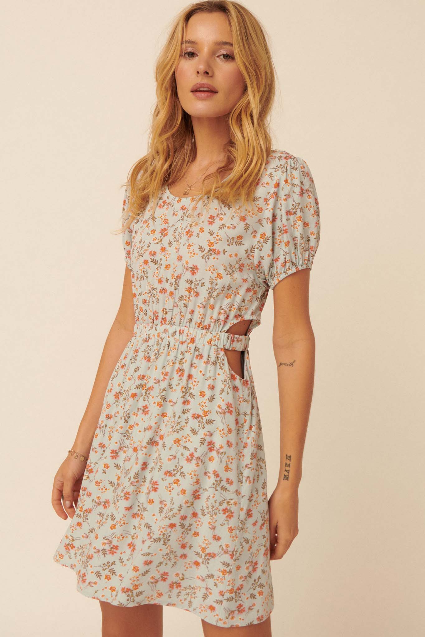 Burst Into Bloom Floral Cutout Mini Dress - ShopPromesa