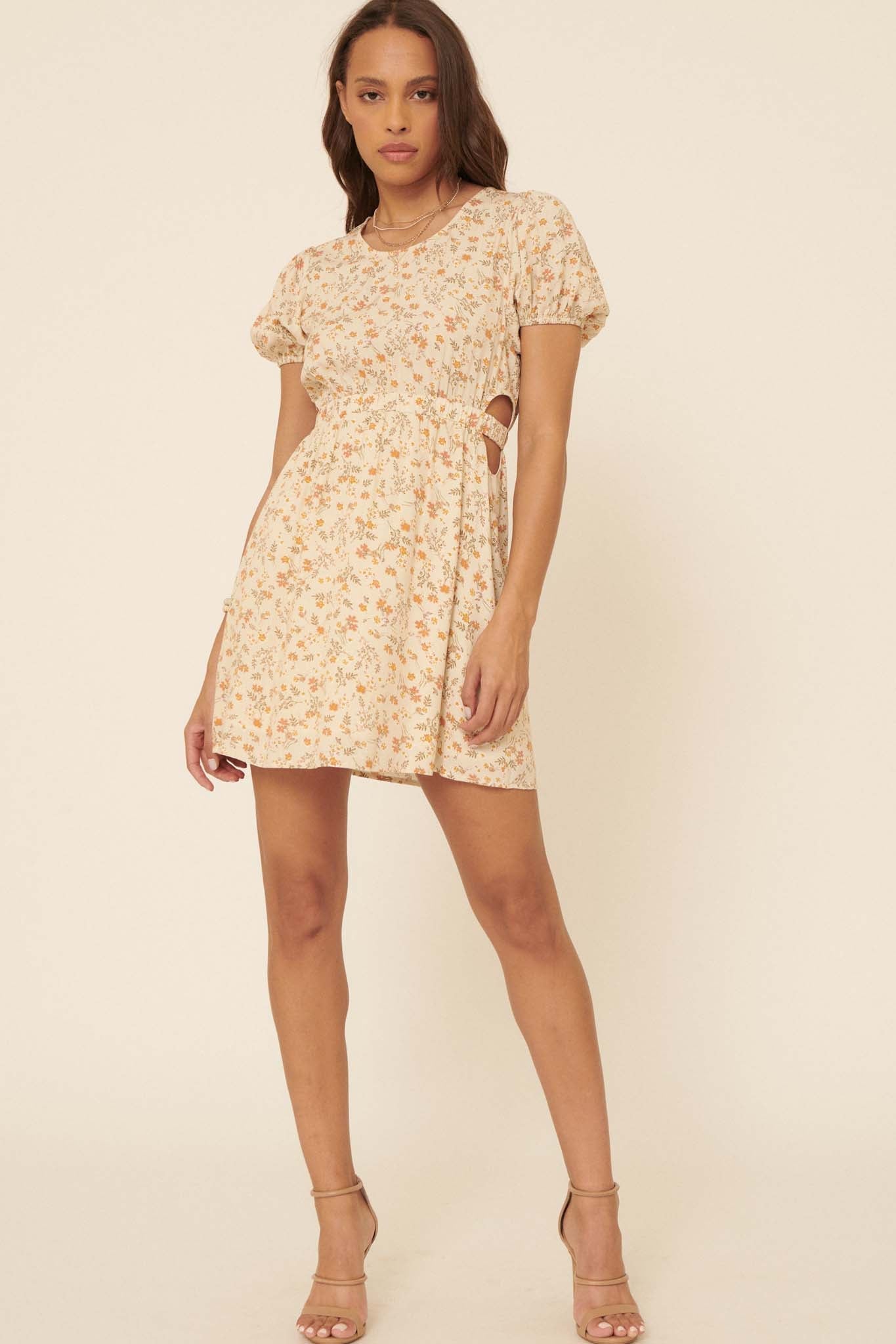 Burst Into Bloom Floral Cutout Mini Dress - ShopPromesa