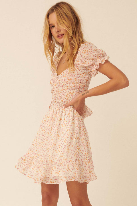 Blossom Forth Floral Puff-Sleeve Mini Dress - ShopPromesa
