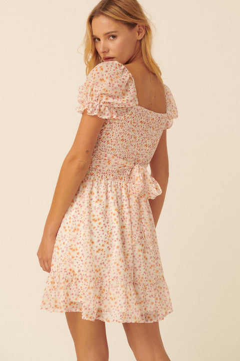 Blossom Forth Floral Puff-Sleeve Mini Dress - ShopPromesa