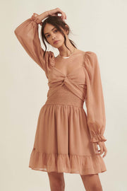 Fine Romance Smocked Chiffon Mini Peasant Dress - ShopPromesa
