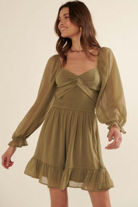 Fine Romance Smocked Chiffon Mini Peasant Dress - ShopPromesa