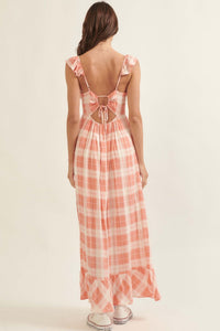 Sweet Tea Plaid Open-Back Maxi Sundress - ShopPromesa