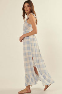 Sweet Tea Plaid Open-Back Maxi Sundress - ShopPromesa