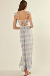 Sweet Tea Plaid Open-Back Maxi Sundress - ShopPromesa