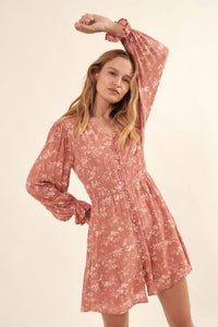 Alluring Elegance Floral Button-Front Mini Dress - ShopPromesa