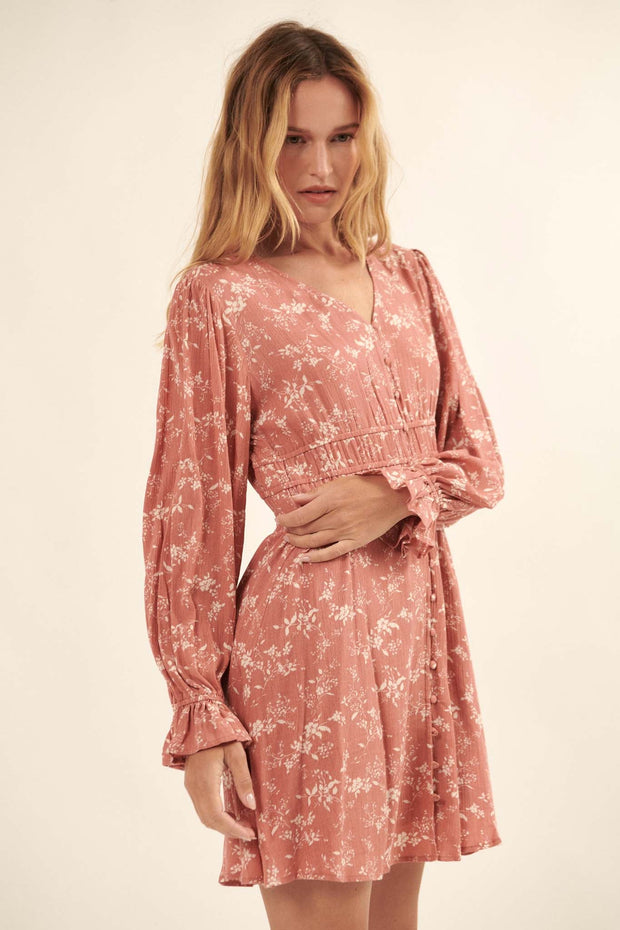 Alluring Elegance Floral Button-Front Mini Dress - ShopPromesa