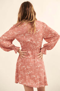 Alluring Elegance Floral Button-Front Mini Dress - ShopPromesa