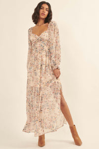 Garden Breeze Floral Chiffon Maxi Prairie Dress - ShopPromesa