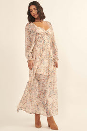 Garden Breeze Floral Chiffon Maxi Prairie Dress - ShopPromesa