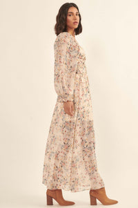 Garden Breeze Floral Chiffon Maxi Prairie Dress - ShopPromesa