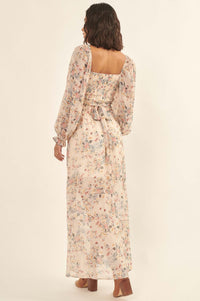 Garden Breeze Floral Chiffon Maxi Prairie Dress - ShopPromesa