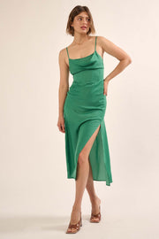 Simply Irresistible Satin Cowl Neck Corset Slip Dress - ShopPromesa
