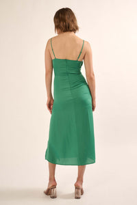 Simply Irresistible Satin Cowl Neck Corset Slip Dress - ShopPromesa