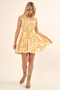 Let the Sunshine In Smocked Floral Mini Sundress - ShopPromesa