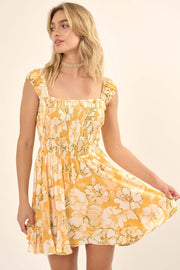 Let the Sunshine In Smocked Floral Mini Sundress - ShopPromesa
