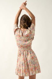 Painted Beauty Ruffled Floral Crepe Mini Dress - ShopPromesa