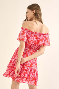 Island Song Ruffled Floral Off-Shoulder Mini Dress - ShopPromesa