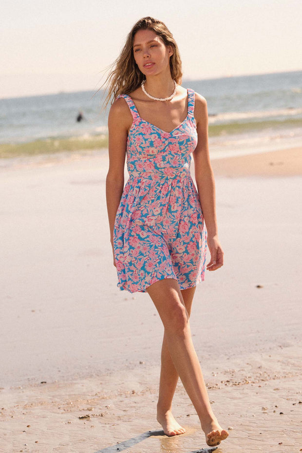 Sunny Saint-Tropez Floral Crepe Mini Sundress - ShopPromesa