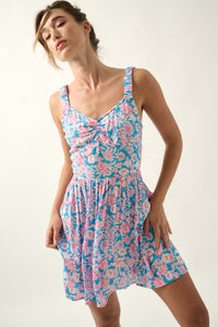 Sunny Saint-Tropez Floral Crepe Mini Sundress - ShopPromesa